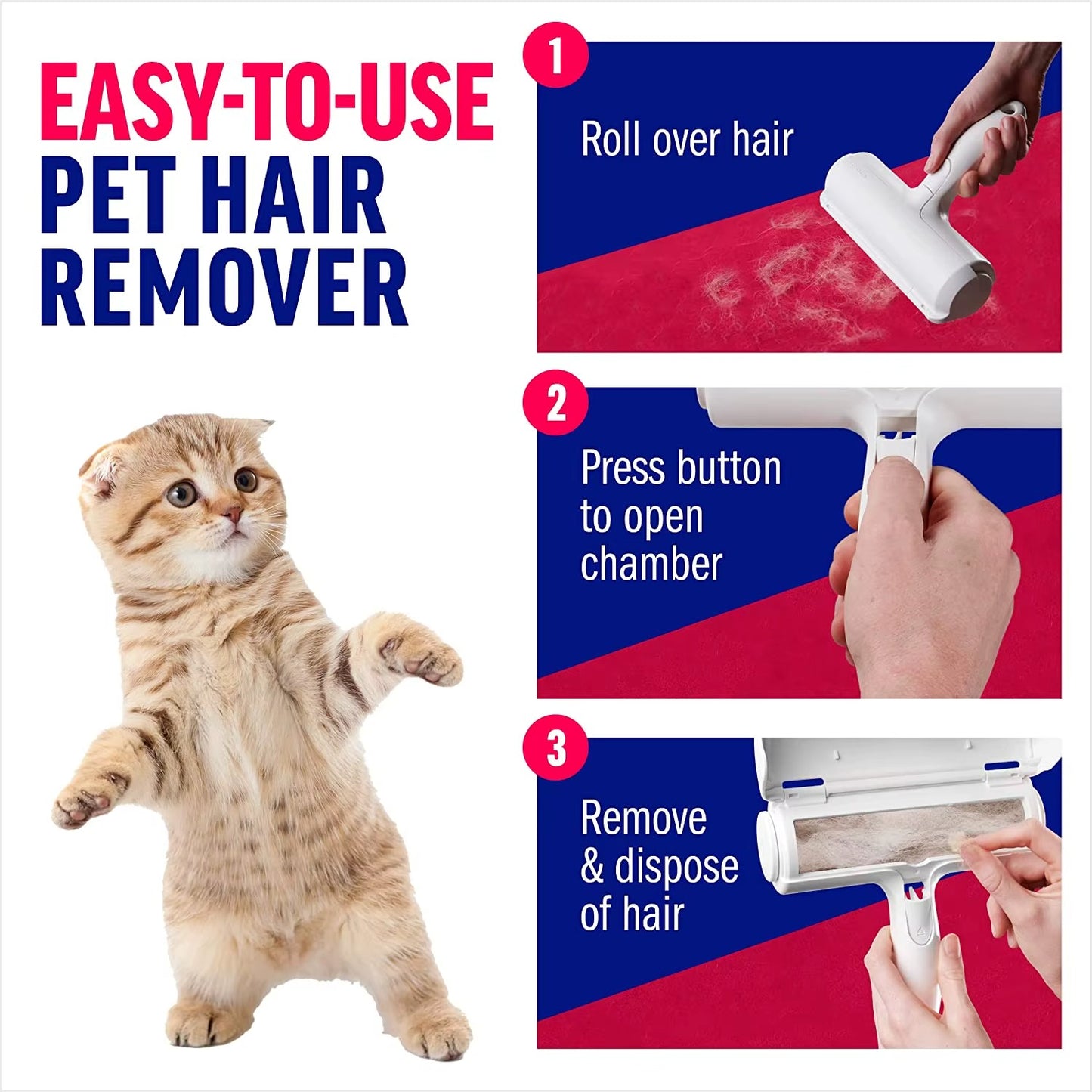 Pet Hair Remover Roller – Reusable Dog & Cat Fur Cleaner