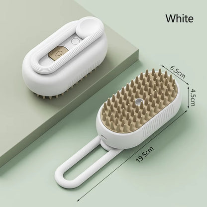 3-in-1 Electric Steamy Pet Brush – Dog & Cat Grooming, Detangling, Shedding & Massage Tool