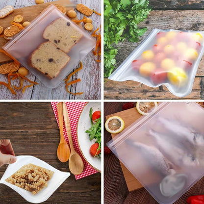 10Pcs Reusable Silicone Food Storage Bags – Leakproof, Stand-Up Zip & Fresh-Keeping