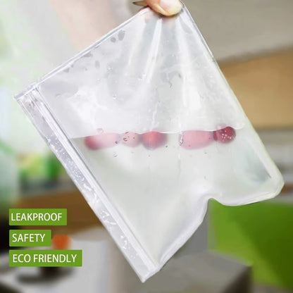 10Pcs Reusable Silicone Food Storage Bags – Leakproof, Stand-Up Zip & Fresh-Keeping