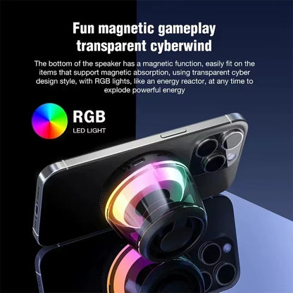 Mini Magnetic Bluetooth Speaker – Portable RGB Sound Box & Phone Holder Ring