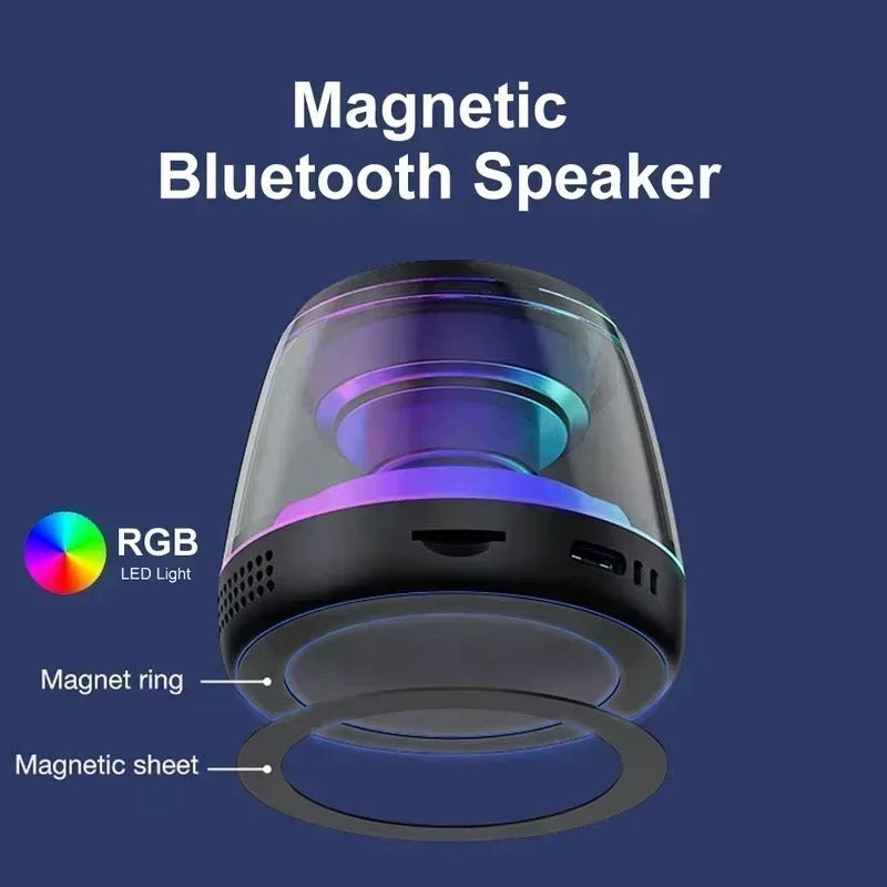 Mini Magnetic Bluetooth Speaker – Portable RGB Sound Box & Phone Holder Ring
